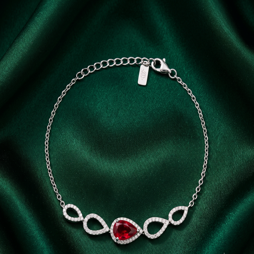 Elegant Pear-Shaped 925 Sterling Silver Adjustable Bracelet for Women 7 Inch