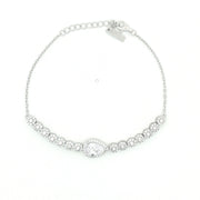 Elegant Pear-Shaped 925 Sterling Silver Adjustable Bracelet for Women 6.5 Inch