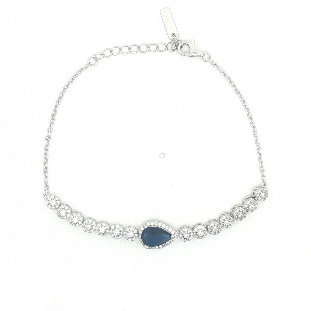 Elegant Pear-Shaped 925 Sterling Silver Adjustable Bracelet for Women 6.5 Inch