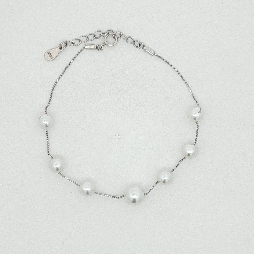 Luxury Pearl 925 Sterling Silver Bracelet with Adjustable length 8 Inch