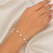 Luxury Pearl 925 Sterling Silver Bracelet with Adjustable length 8 Inch