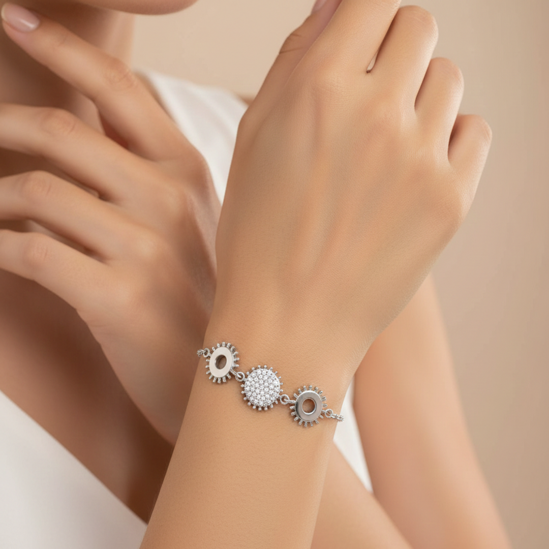 Celestial Chakra 925 Sterling Silver Bracelet With Adjustable Length