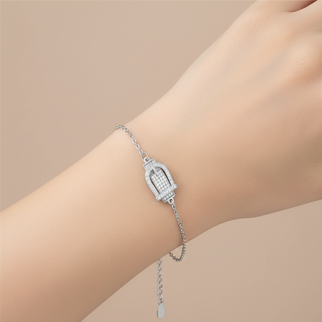 Buckle up 925 Sterling Silver Bracelet with Adjustable length