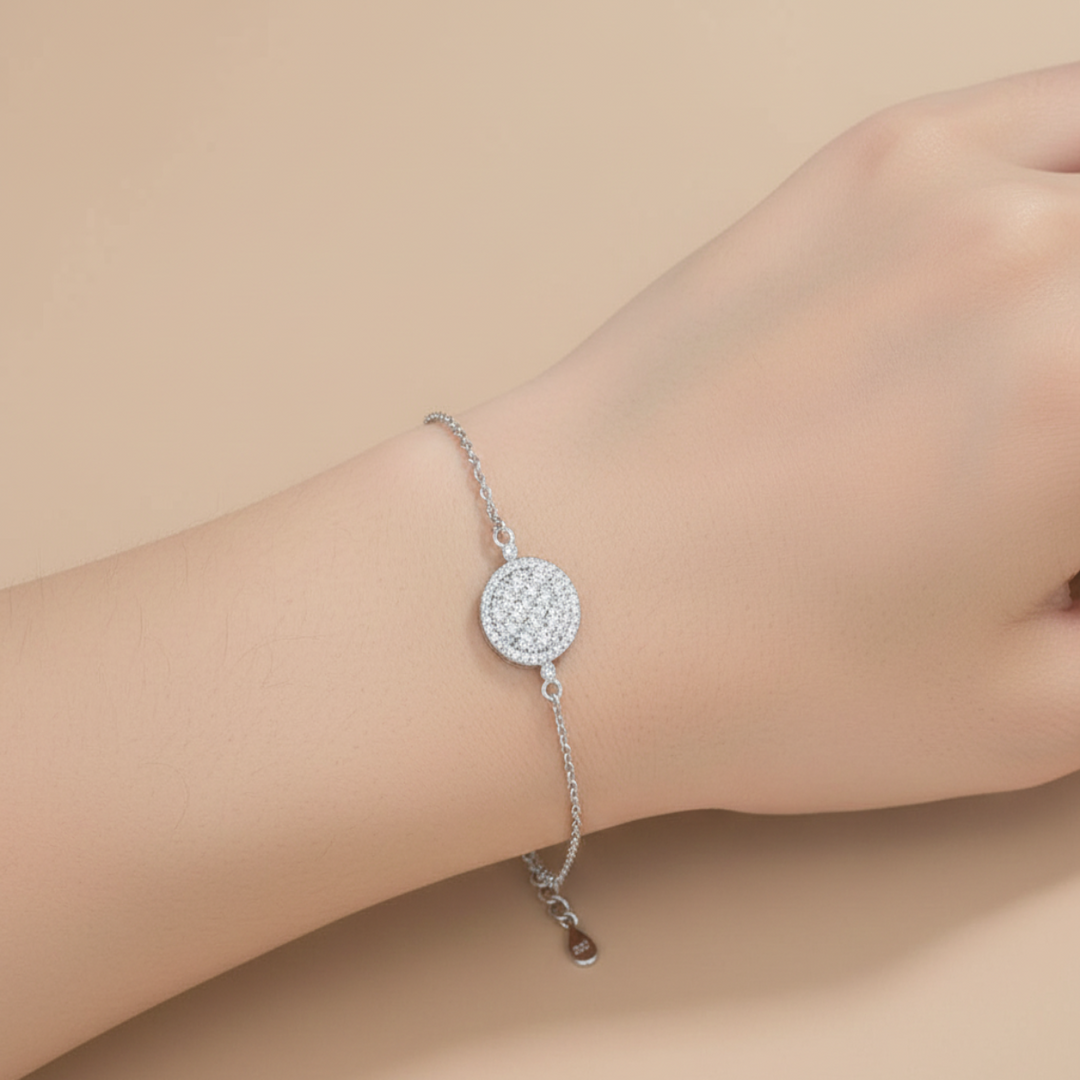 Desire Circle 925 Sterling Silver Bracelet with Adjustable length