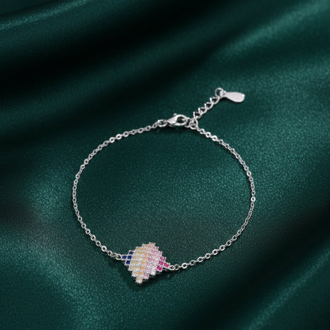 Rainbow Mule Multi Color 925 Sterling Silver Bracelet with Adjustable Length