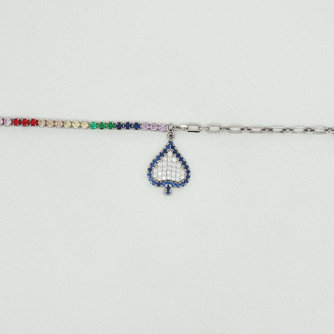 925 Sterling Silver Heart Shape Bracelet With Adjustable Length