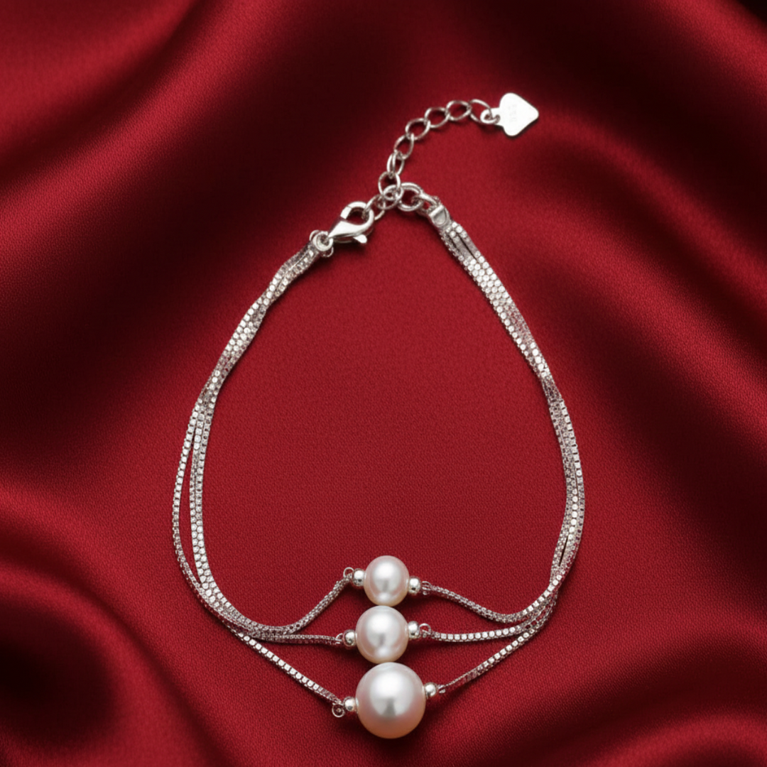 Pearl Odyssey 925 Sterling Silver Bracelet with Adjustable Length