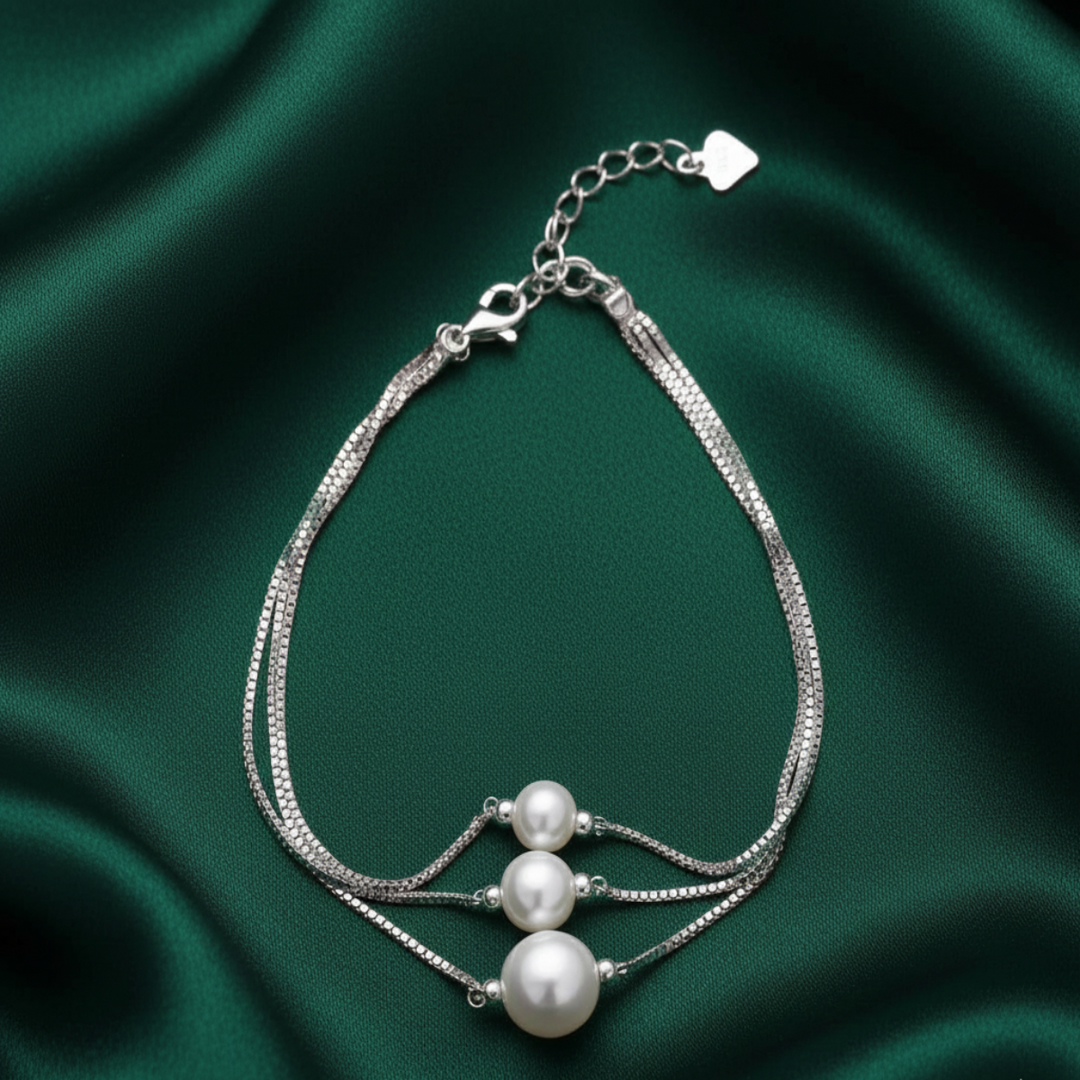 Pearl Odyssey 925 Sterling Silver Bracelet with Adjustable Length