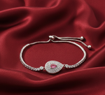 Load image into Gallery viewer, Pink Stone 925 Sterling Silver Bracelet with Adjustable Length