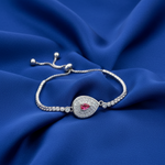 Load image into Gallery viewer, Pink Stone 925 Sterling Silver Bracelet with Adjustable Length