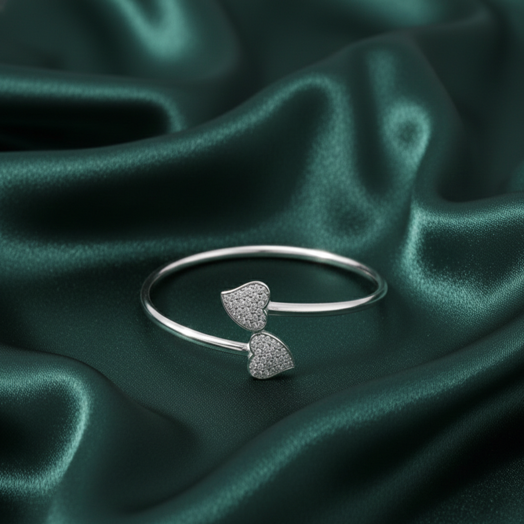 Two heart 925 Silver Bracelet TBR-764