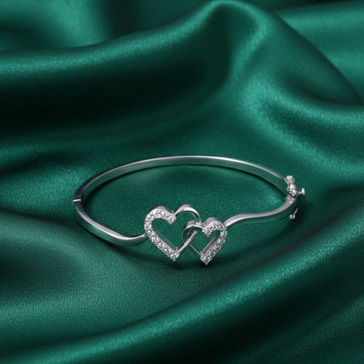 Twin Heart 925 Silver Bangle – Tuanz