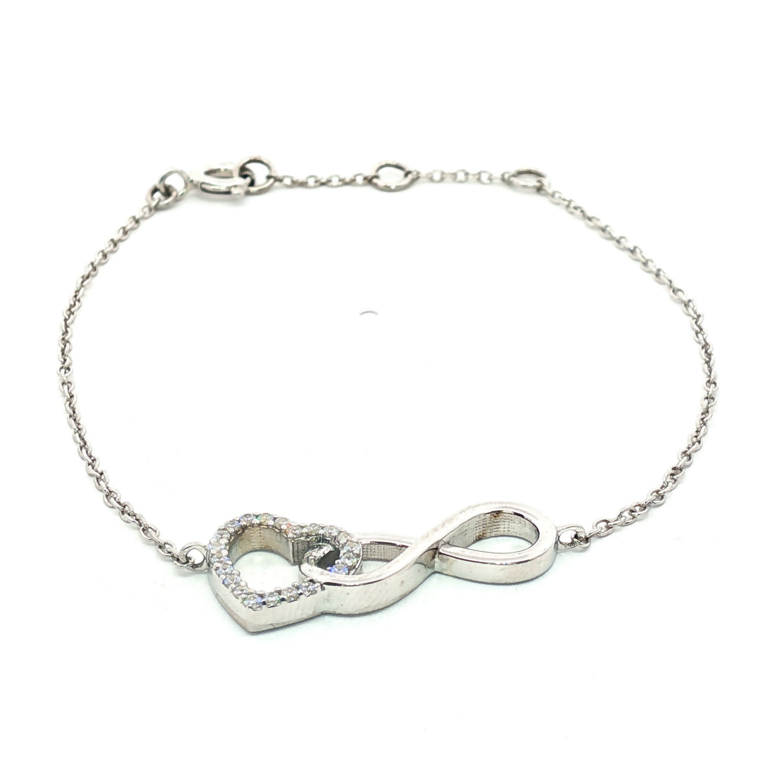 Heart Shape 925 Sterling Silver Bracelet with Adjustable Length