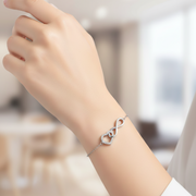 Heart Shape 925 Sterling Silver Bracelet with Adjustable Length