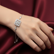 Squre 925 Sterling Silver Bracelet with Adjustable Length