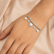 Desire Evil Eye 925 Sterling Silver Bracelet with Adjustable length 8 Inch