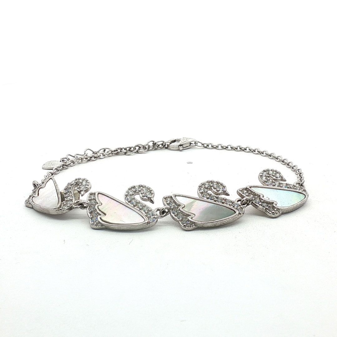 Swan 925 Sterling Silver Bracelet with Adjustable Length
