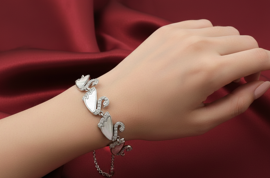 Swan 925 Sterling Silver Bracelet with Adjustable Length