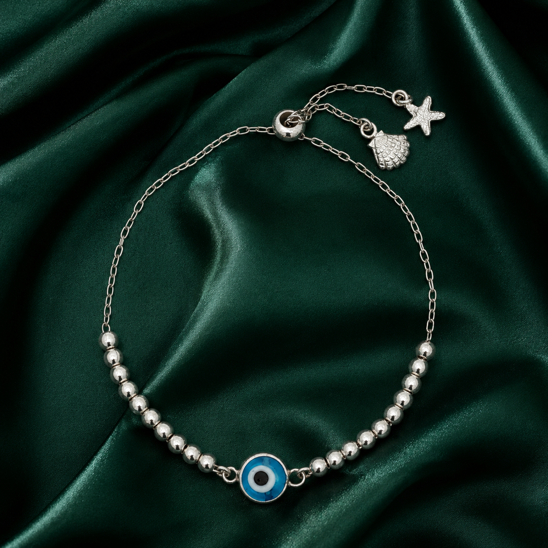 Desire Evil Eye 925 Sterling Silver Bracelet with Adjustable length Free Size