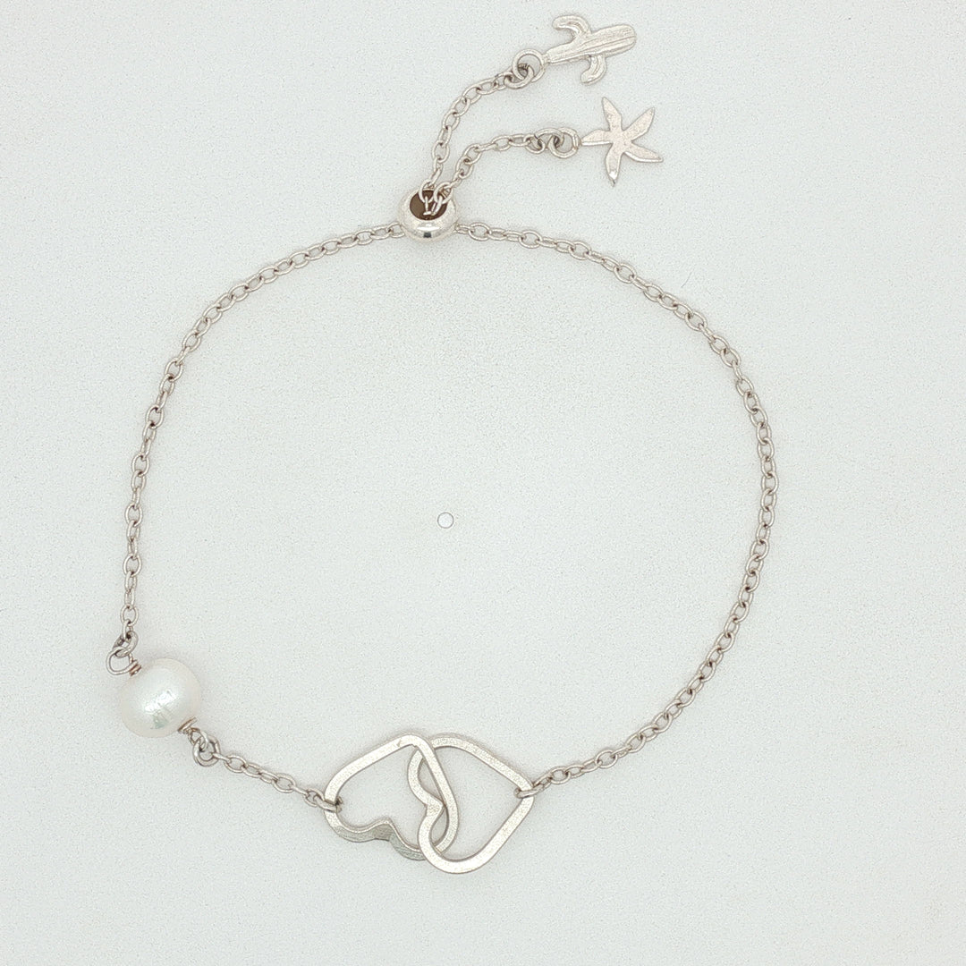Desire Heart Shape 925 Sterling Silver Bracelet with Adjustable length Frre Size