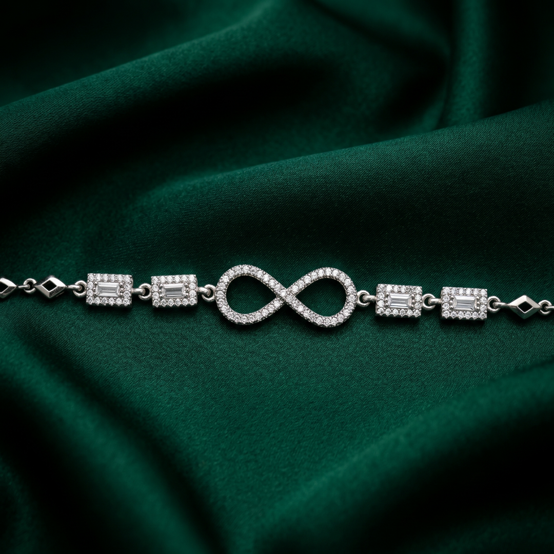 Infinity 925 Sterling Silver Bracelet With Adjustable Length