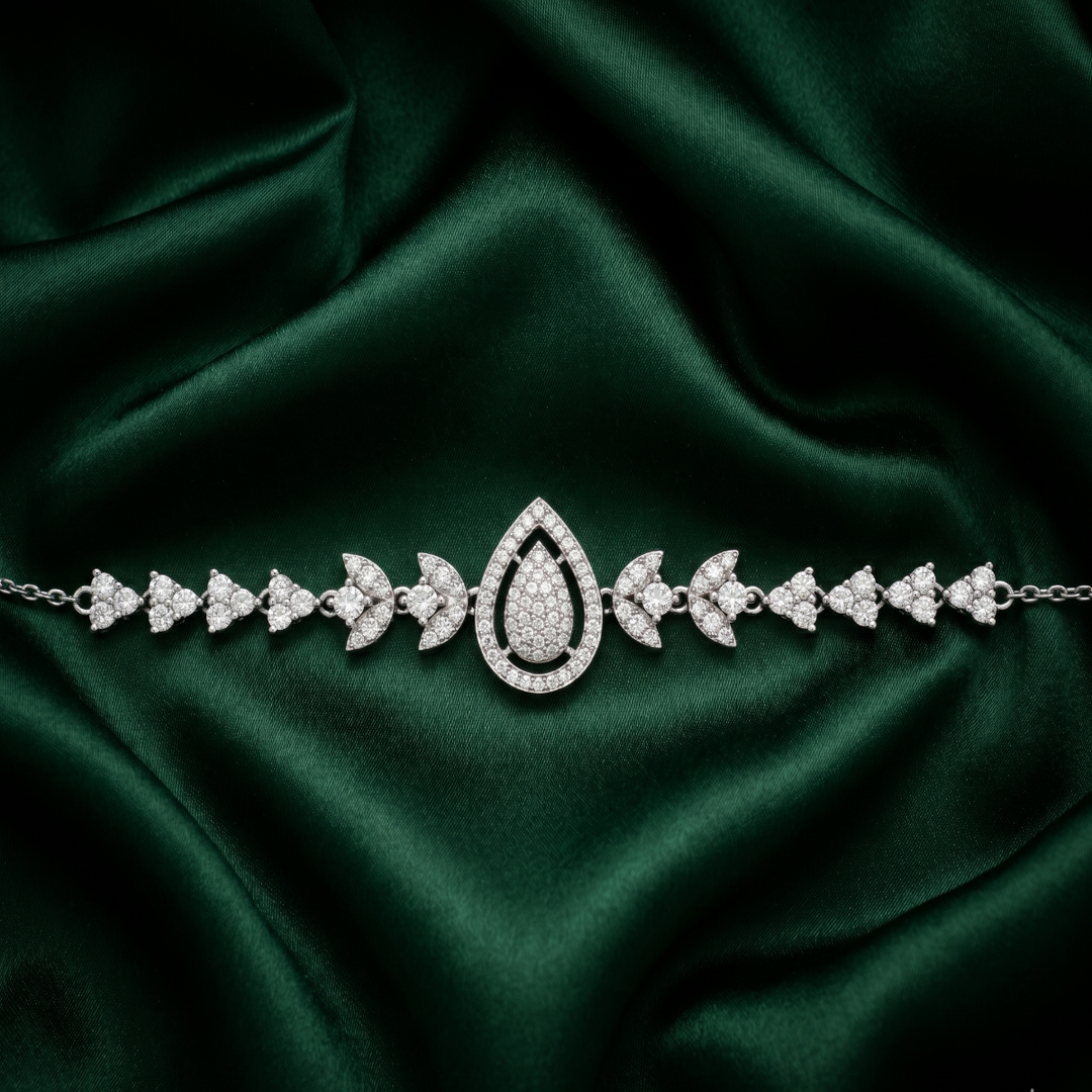 Pear 925 Sterling Silver Bracelet With Adjustable Length