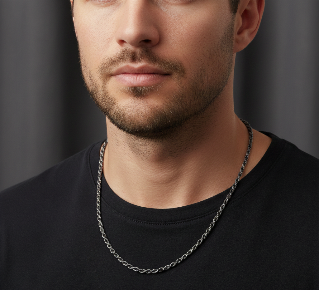 Silver Modern Link 925 Sterling Silver Men's Chain