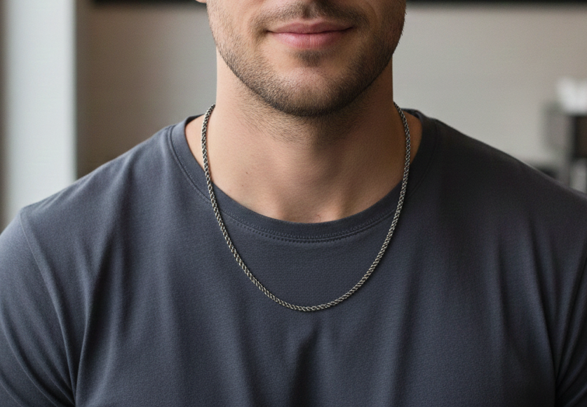 Silver Modern Link 925 Sterling Silver Men's Chain