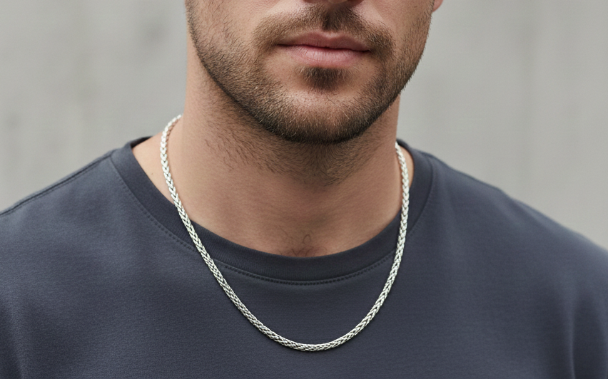 Silver Modern Link 925 Sterling Silver Men's Chain