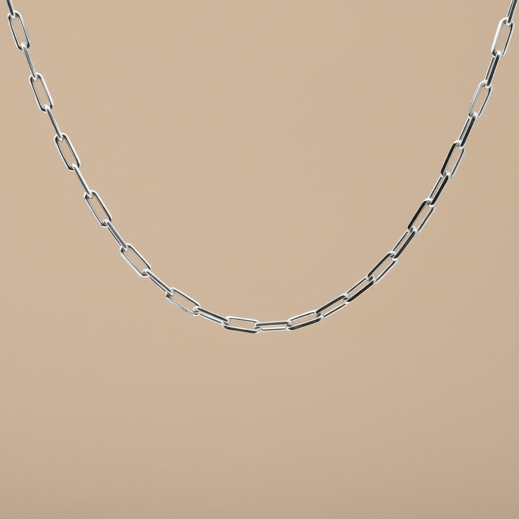 Silver Modern Link 925 Sterling Silver Men's Chain 18.5 Inch