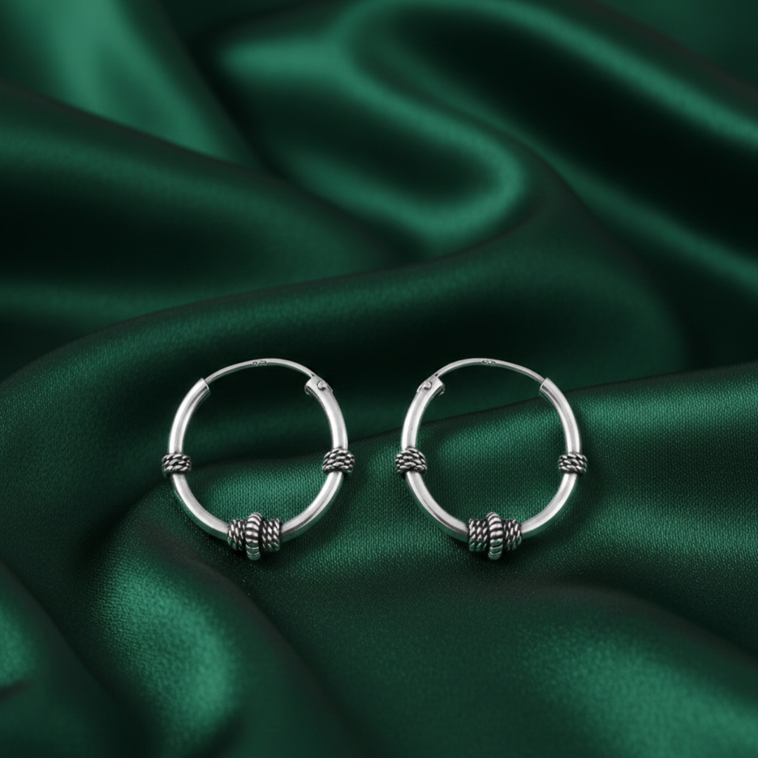 925 Sterling Silver Double Knot Oxidized Bali