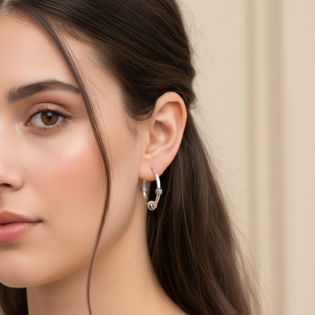 925 Sterling Silver Double Knot Oxidized Bali