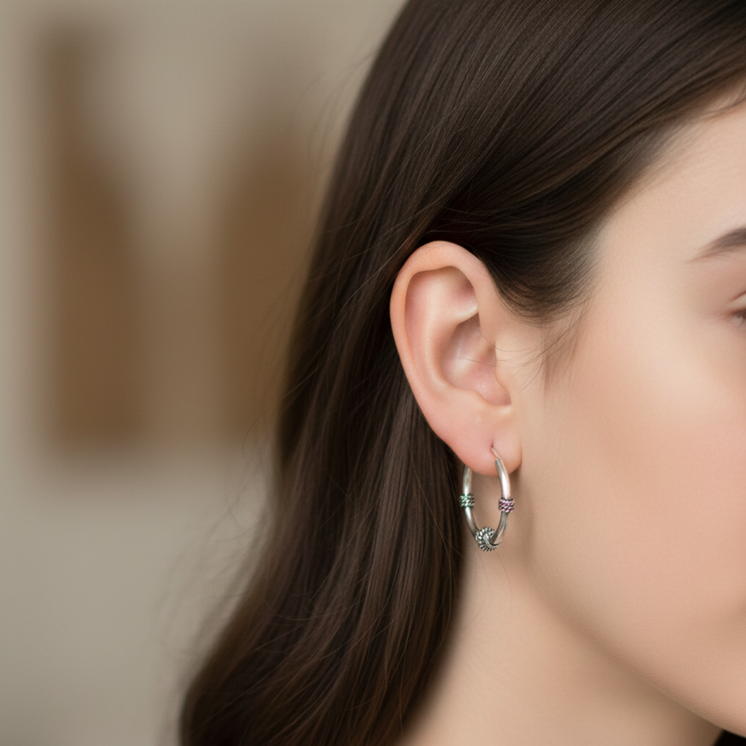 925 Sterling Silver Double Knot Oxidized Bali