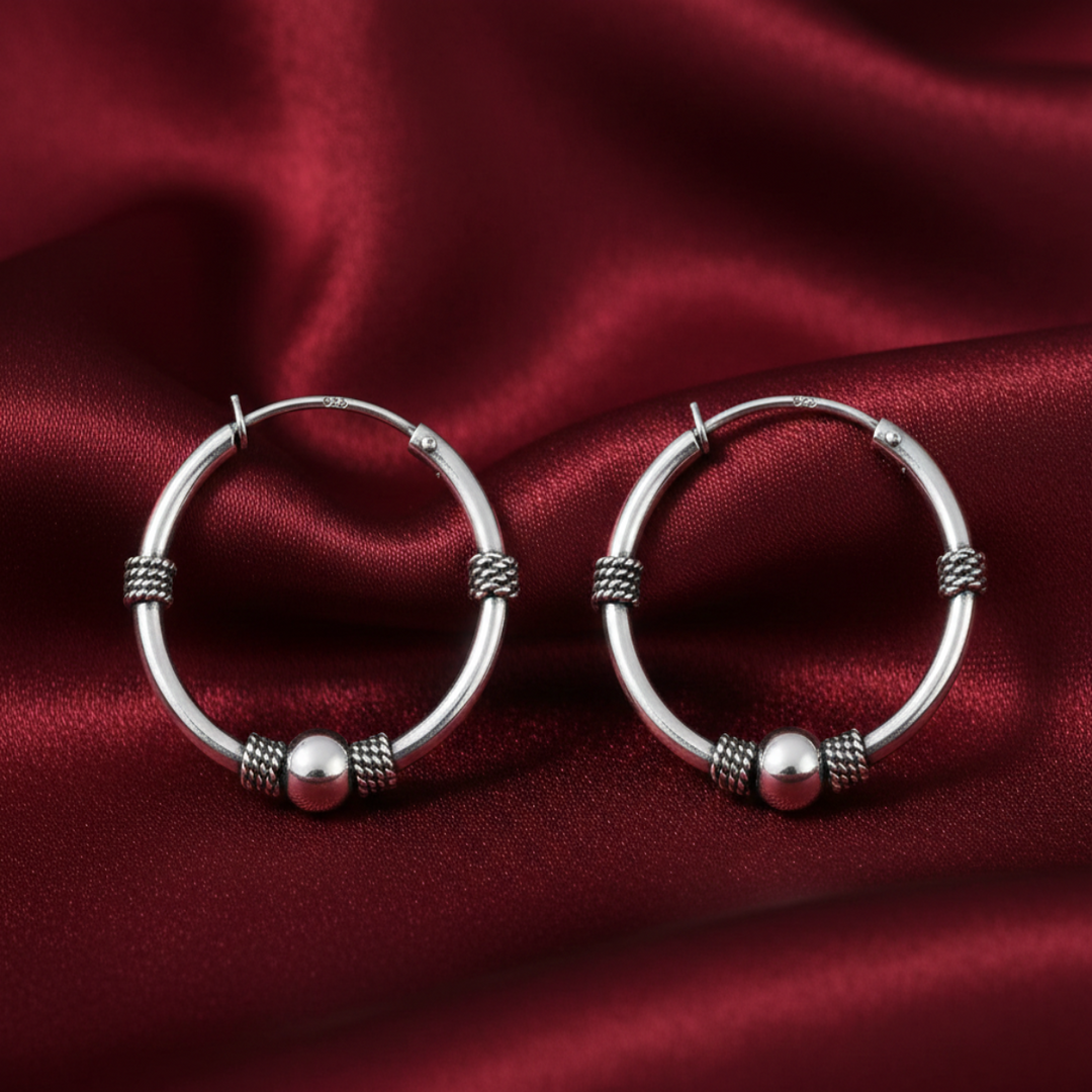 925 Sterling Silver Ball Oxidized Bali