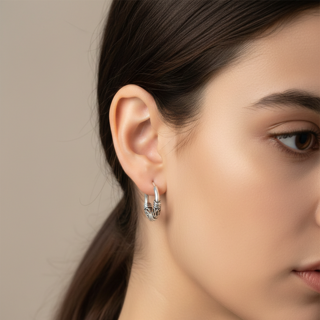 925 Sterling Silver Mansha Oxidized Bali