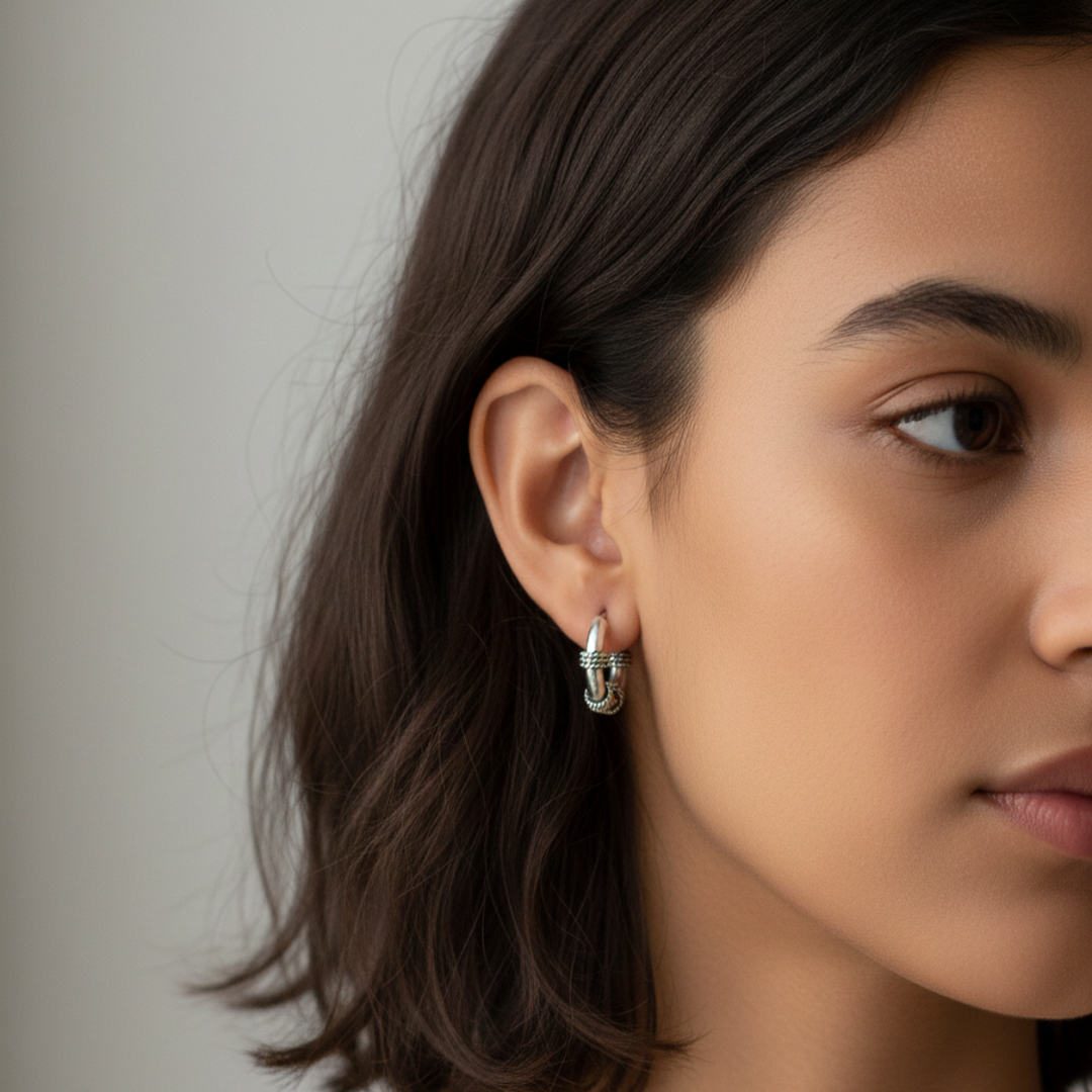 925 Sterling Silver Bhil Oxidized Bali