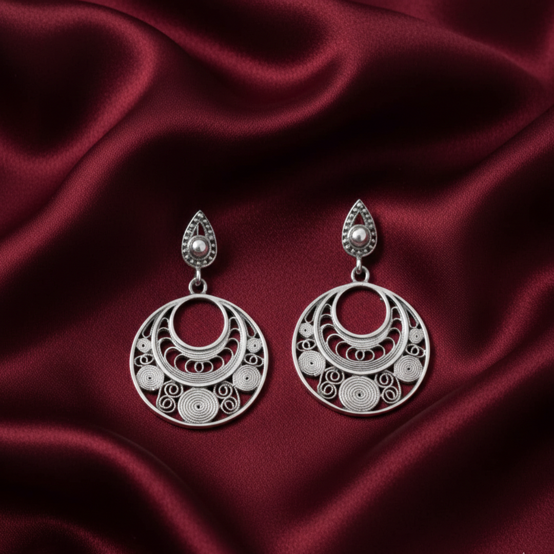 Women's Silver Push Back Niyati 925 Sterling Silver Danglers