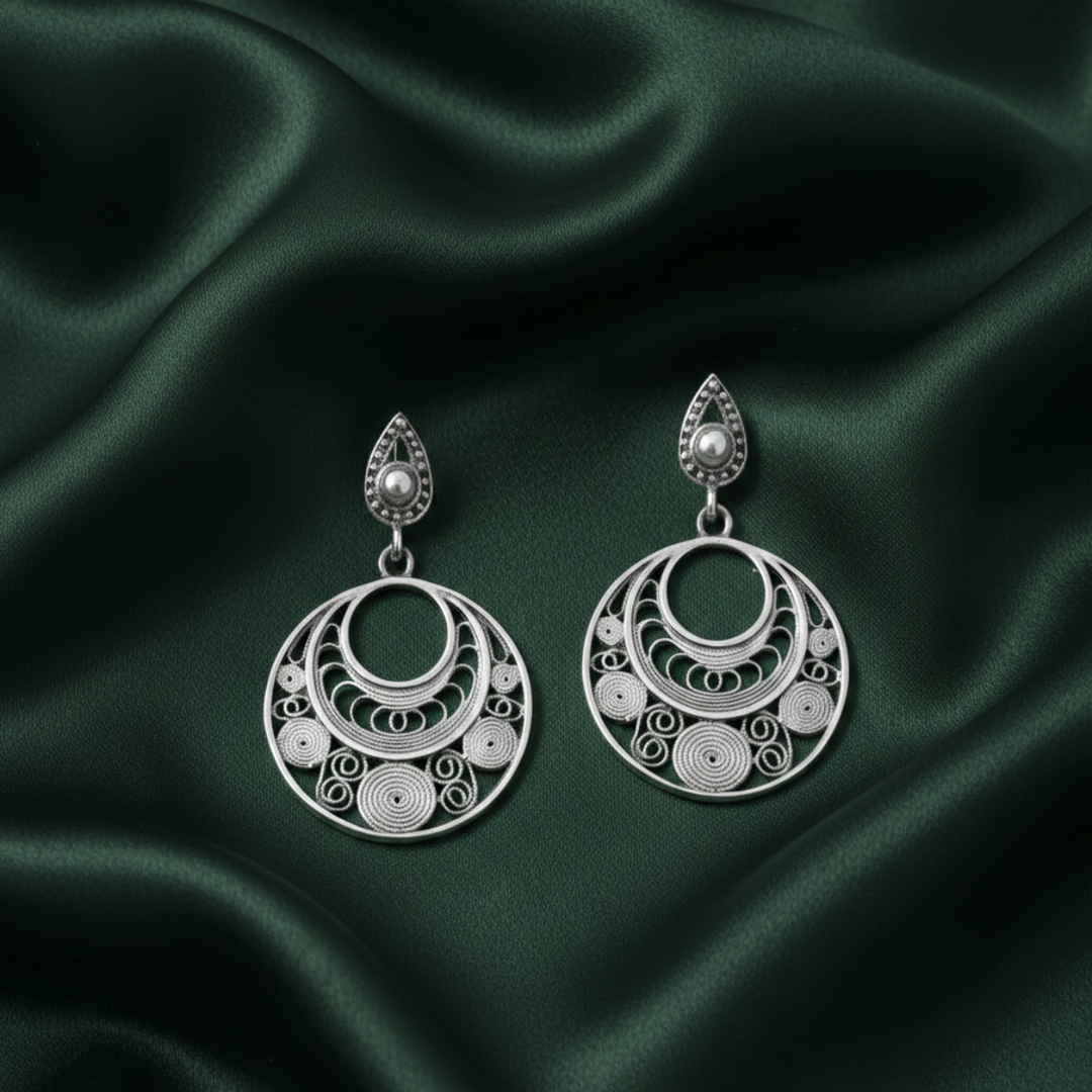 Women's Silver Push Back Niyati 925 Sterling Silver Danglers