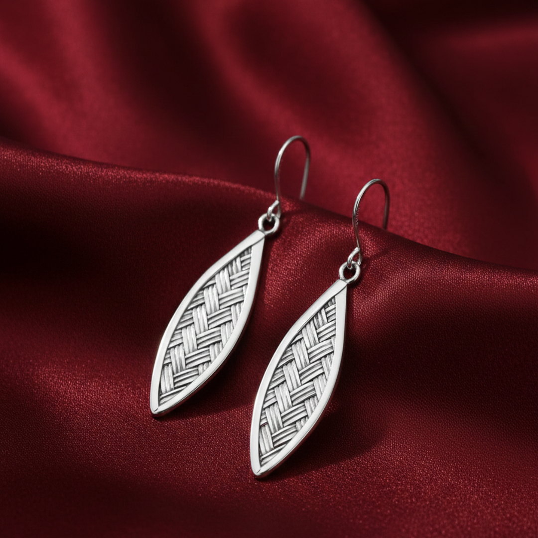 Handmade Woven 925 Sterling Silver Hook Earrings for Women's