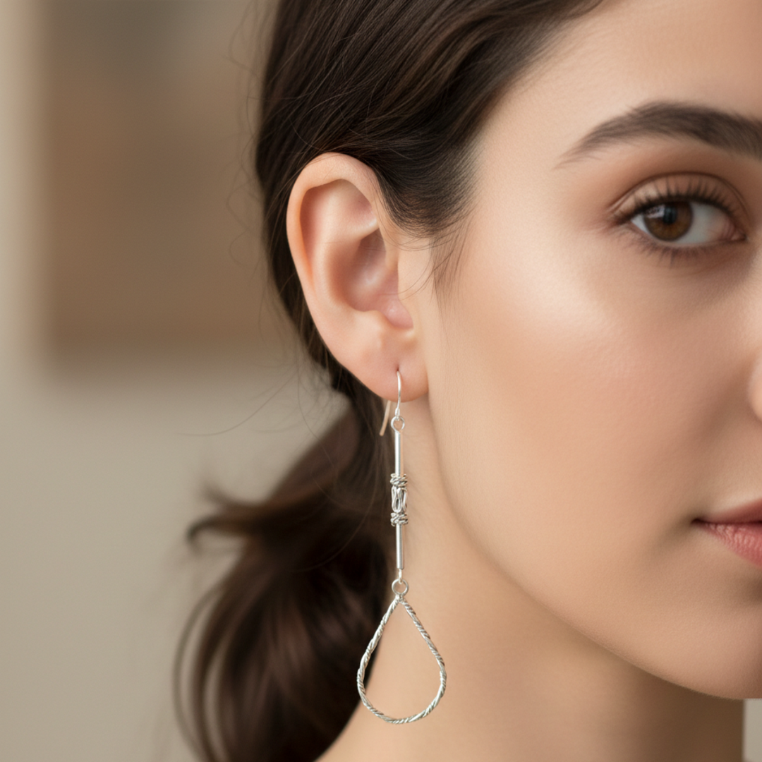 Handmade Ruben 925 Sterling Silver Hook Earrings for Women's