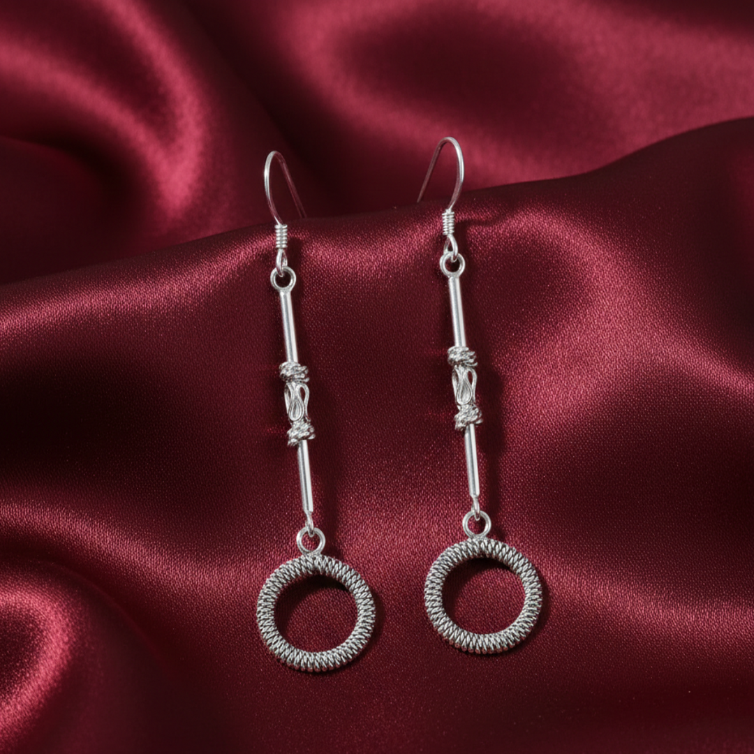 Handmade Circle 925 Sterling Silver Hook Earrings for Women