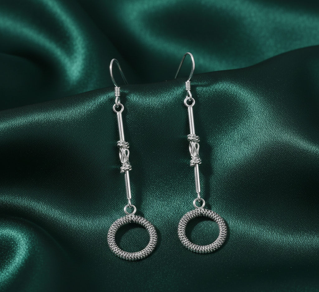 Handmade Circle 925 Sterling Silver Hook Earrings for Women