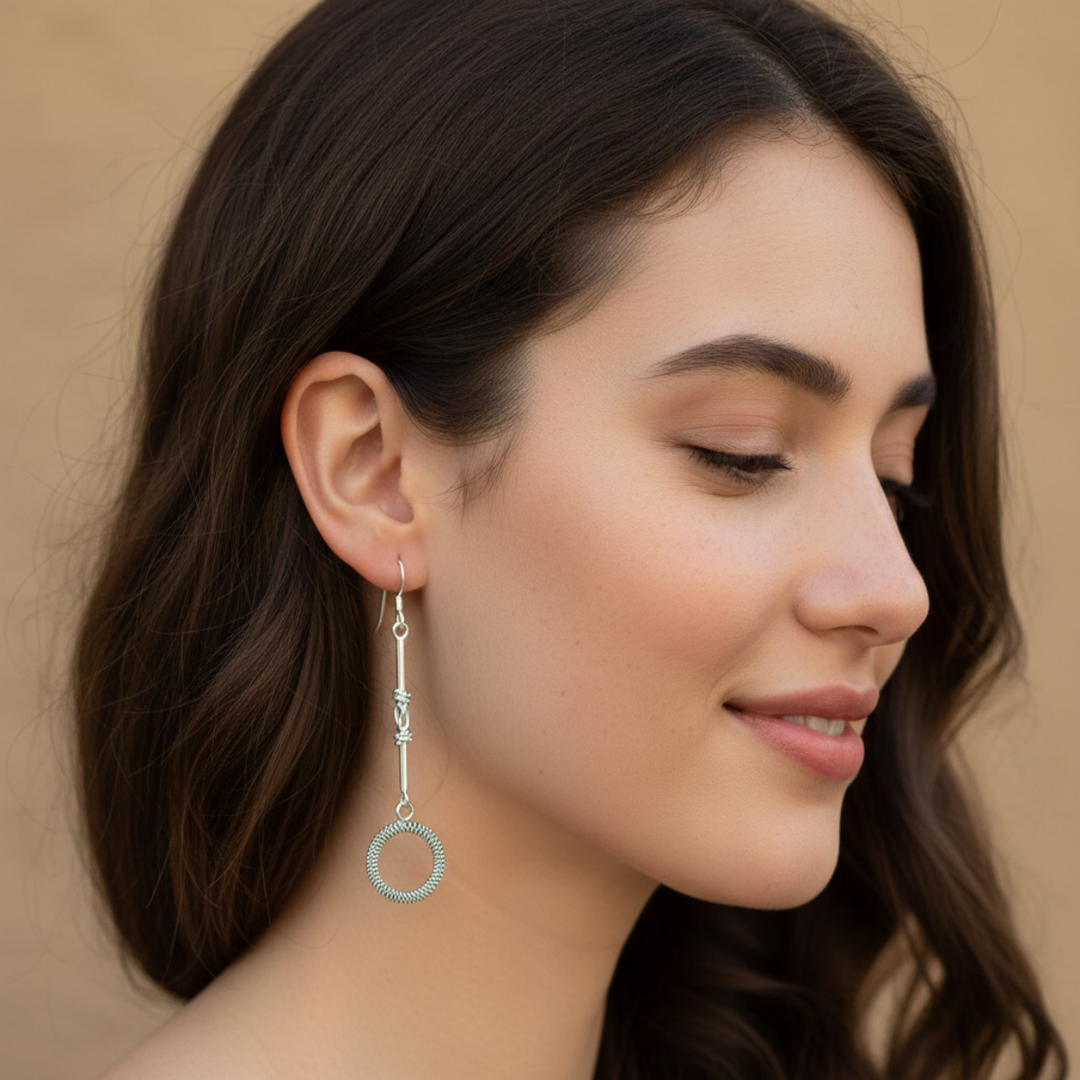 Handmade Circle 925 Sterling Silver Hook Earrings for Women
