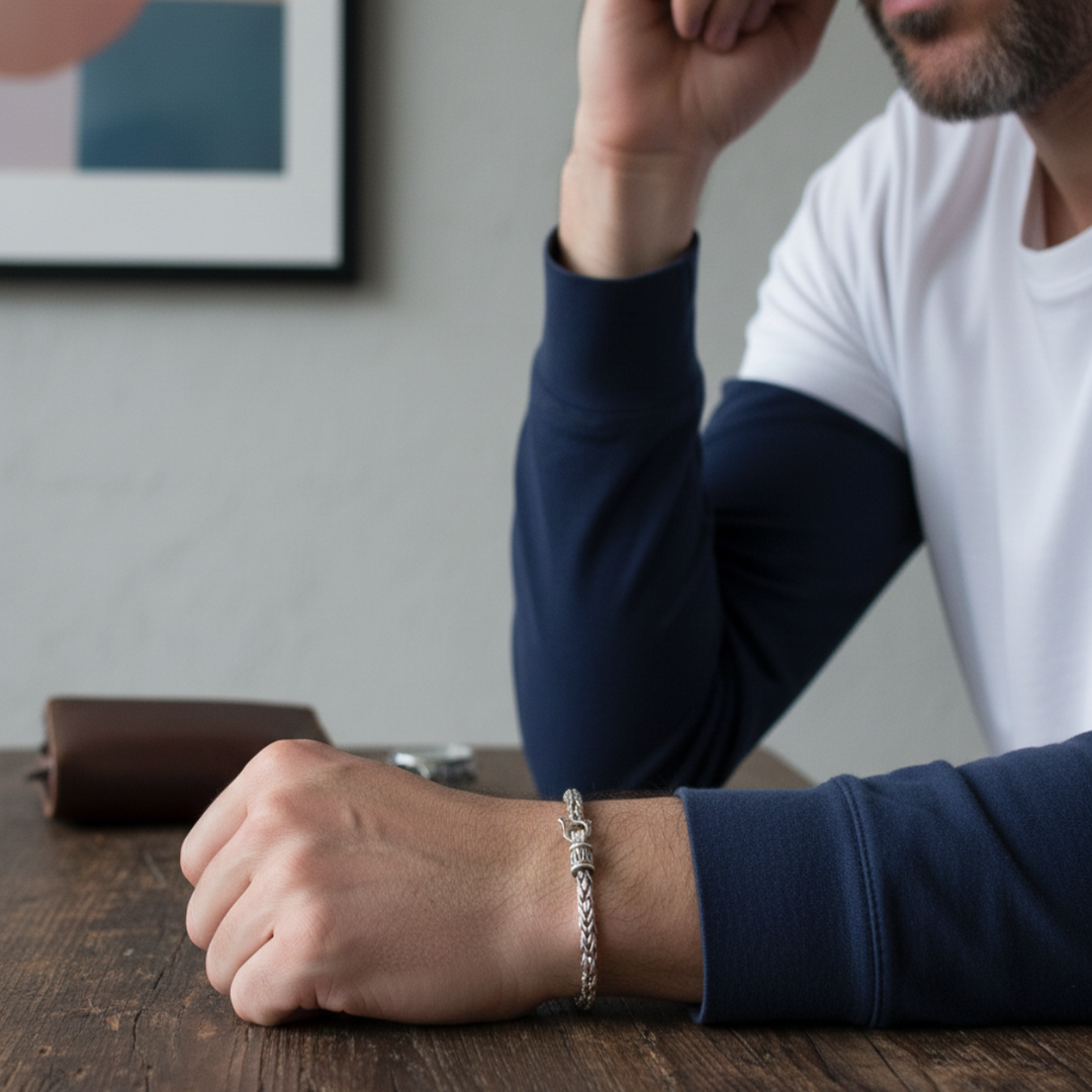 925 Sterling Silver 7 Inch Men's Rope Bracelet