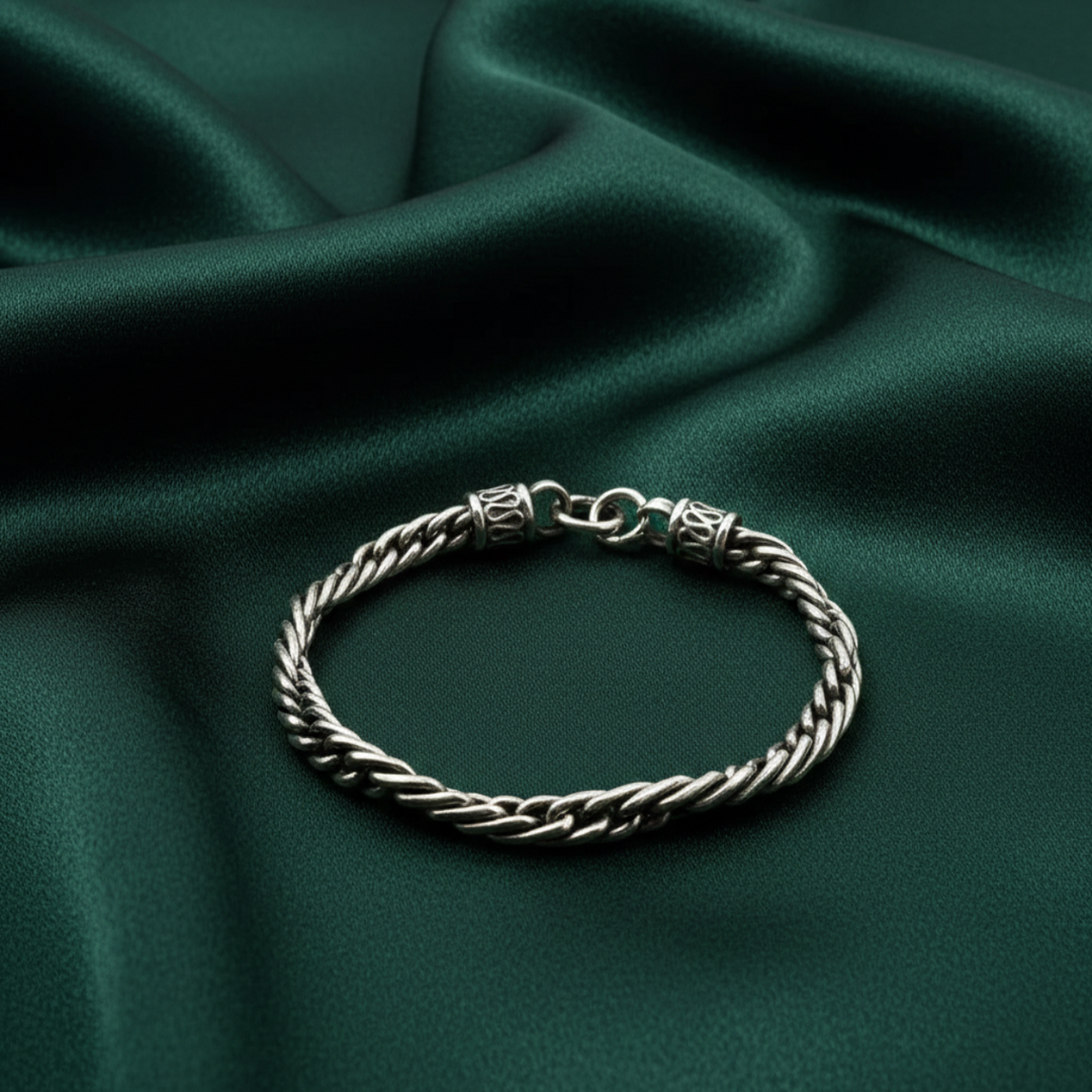 925 Sterling Silver 7 Inch Men's Rope Bracelet