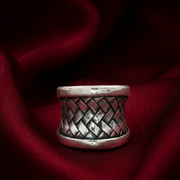 Handmade Knit Styled 925 Sterling Silver Ring - Adjustable Ring Size