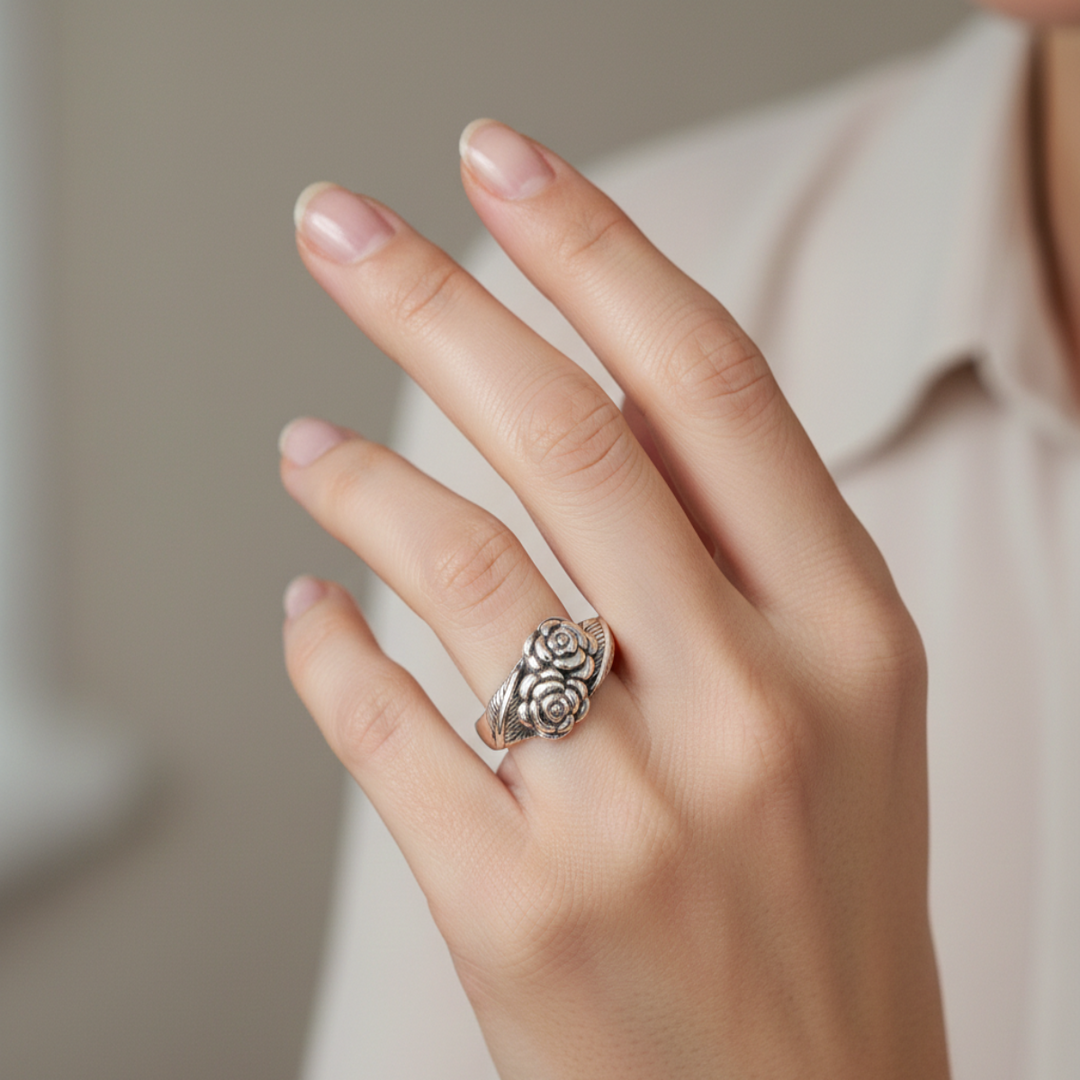 Rose 925 Sterling Silver Ring (Available in various sizes)