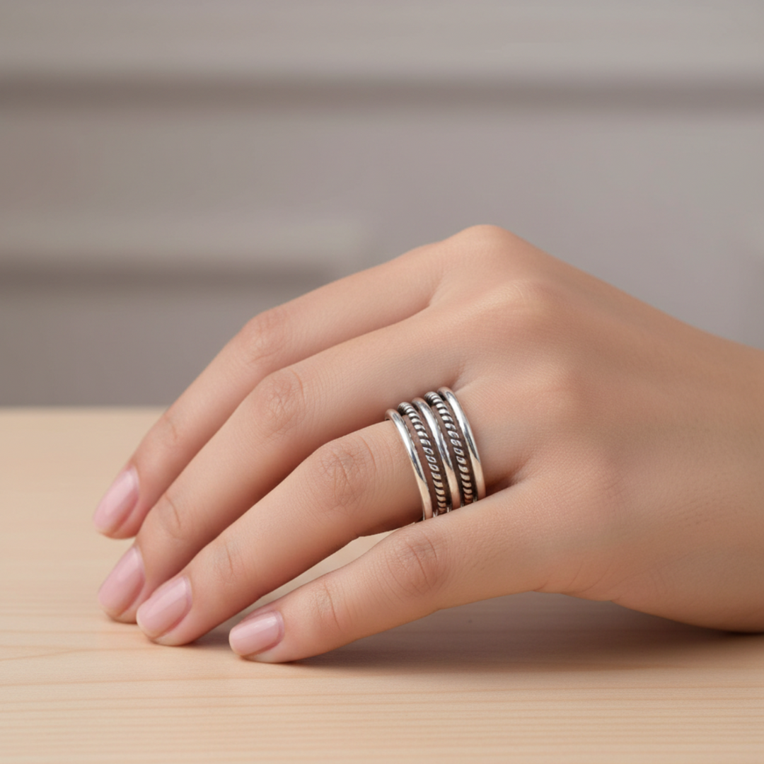 Dual layered Unisex 925 Sterling Silver Ring