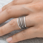 Load image into Gallery viewer, Dual layered Unisex 925 Sterling Silver Ring
