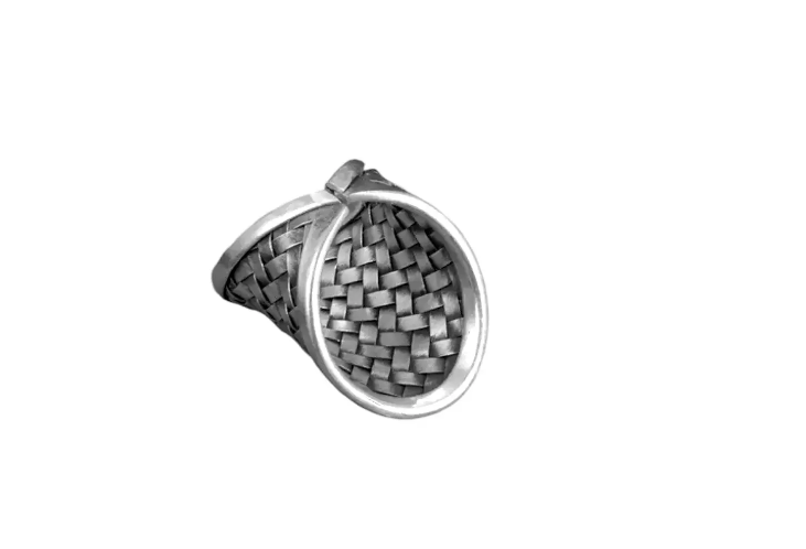 Handmade Woven Signet 925 Sterling Silver Ring (Adjustable Ring Size)